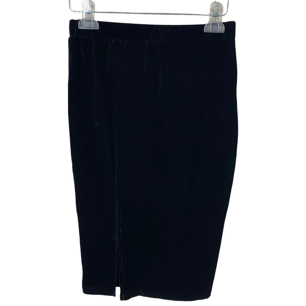 SHEIN Black Velvet Velour Tight Mini Pencil Slit Skirt